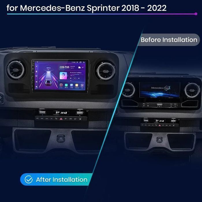 Mercedes Sprinter 2018–2022 – Radio Android 15 10.1" CarPlay Android Auto GPS Nawigacja Stacja Multimedialna WiFi Bluetooth PL 1GB/32GB