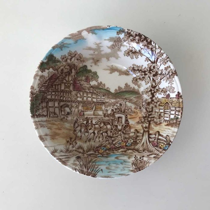 Prato coaching days Alfred Meakin pires vista alegre vidro azul antigo