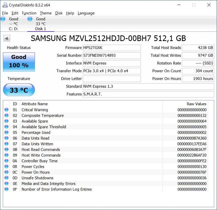 Samsung PM9A1 512GB NVMe SSD PCIe Gen4x4 PM9A1a