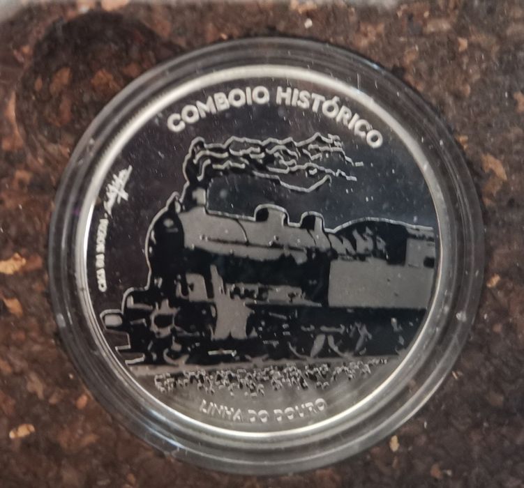 Conjunto 2 moedas proof Prata  -Ibero Americana (Elétrico e comboio)