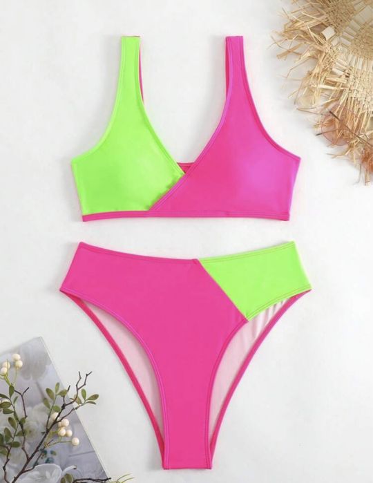 Bikini s wysoki stan nowe różowe strój kąpielowy