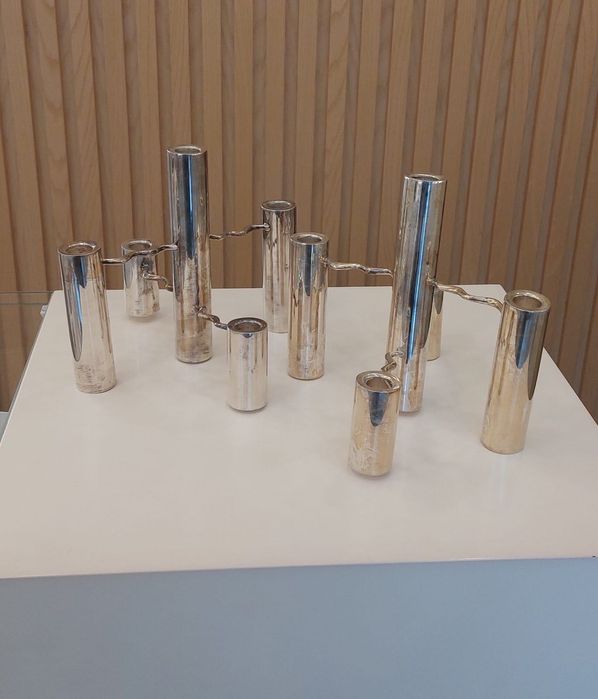 Candelabros e fruteira ( Modernistas ) em prata 925 - Isabel Dores