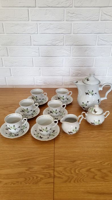 Serwis do kawy i herbaty, porcelana z lat 70-tych, KAROLINA