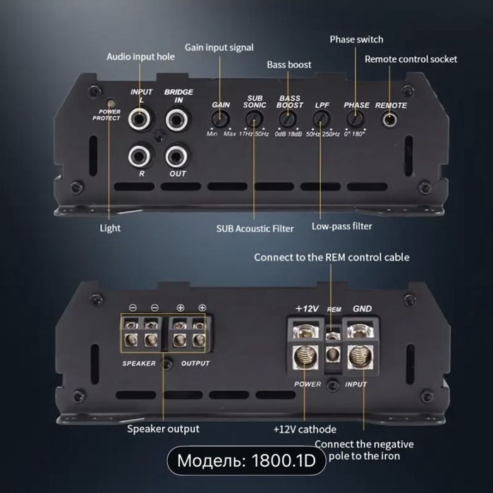 Підсилювач моноблок для сабвуфера 1800.1D