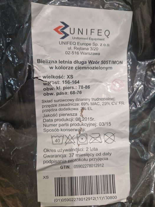 Bielizna letnia długa wzór 505T/MON rozmiar XS