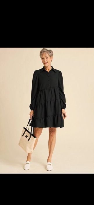 2 сукні, Асиметрична чорна сорочка-плаття з багатошаровим дизайном з м