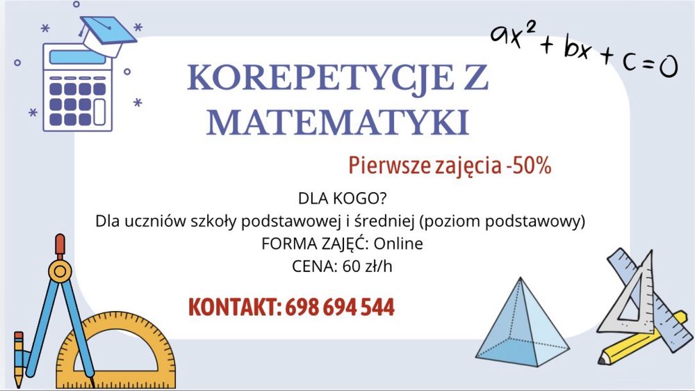 Korepetycje z matematyki PIERWSZE ZAJĘCIA -50%
