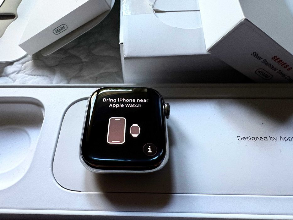 NIEUŻYWANY Apple Watch 8 45mm stalowy srebrny cellular BATERIA 100%