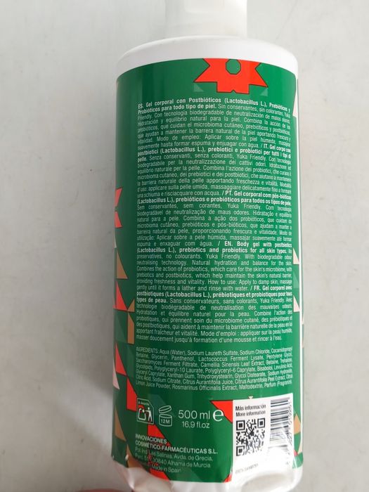 Gel corporal prebiotico, probiótico e lactobacillus