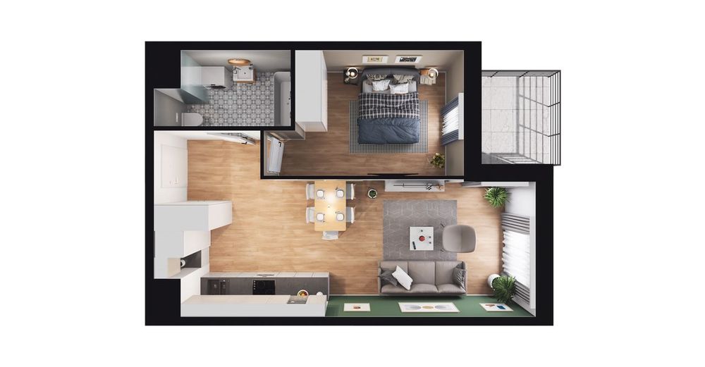 2-pokojowe mieszkanie 43m2 + loggia Bezpośrednio