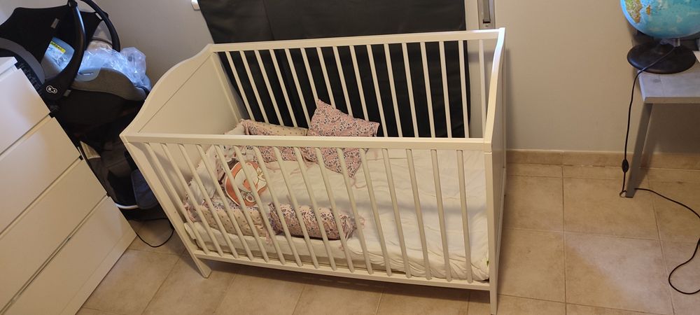 Berço, branco, 60x120 cm SUNDVIK Ikea com colchão novo incluído