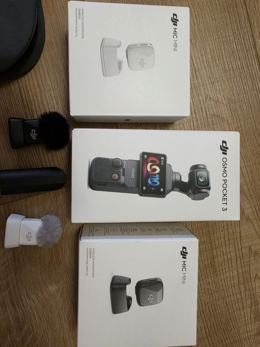 Dji Osmo Pocket 3 + 2 mikrofony dji mic mini biały i czarny, komplet jak nowy, GWARANCJA do 09.01.2028