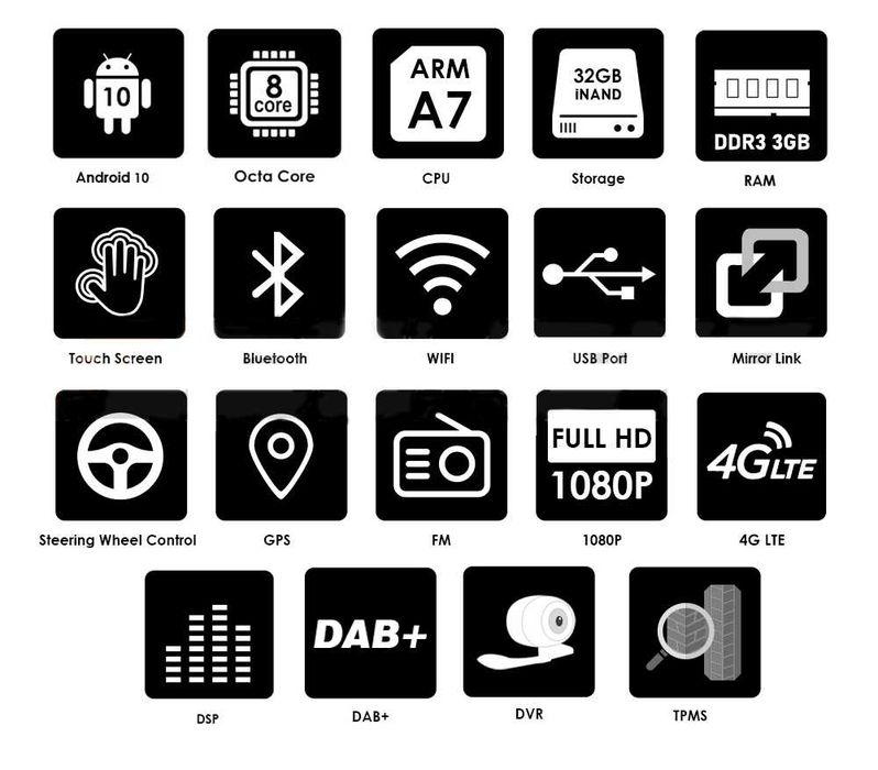 Auto Radio 10.1"  Android 14  1 Din painel destacável