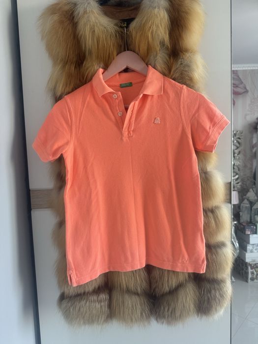 Benetton t-shirt polo bluzia z kołnierzykiem XS