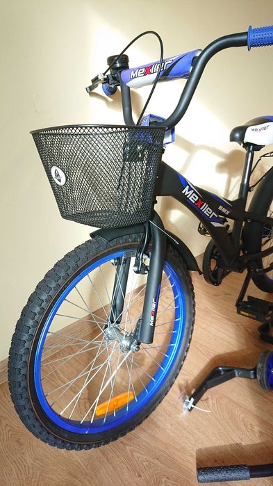 Rower dziecięcy Mexller BMX 16 z prowadnikiem czarno-niebieski mat