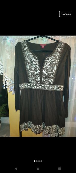 Sukienka brązowa z haftem rozmiar XL