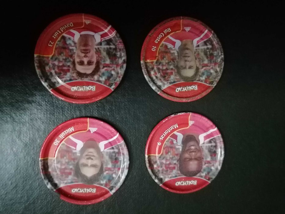 4 Tazos Bollycao BENFICA - Rui Costa, Mantorras, Miccoli e David Luiz