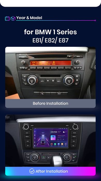 Rádio Android BMW Série 1 E81 E82 E87 E88 Carplay GPS 2/32GB BT Canbus
