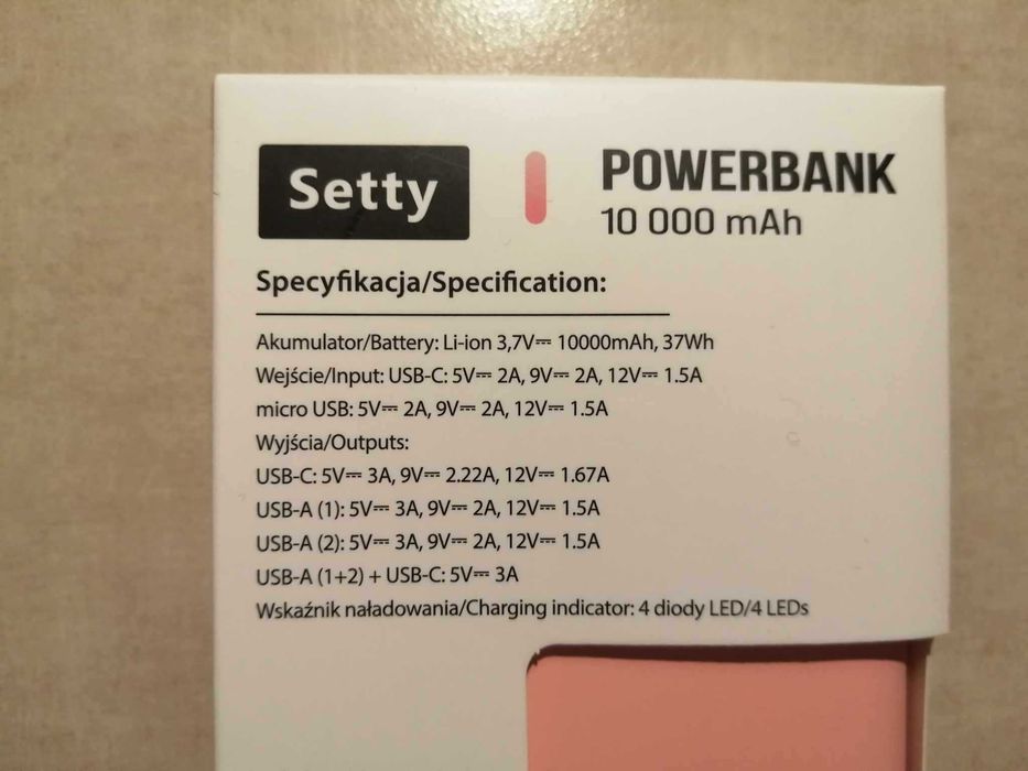 Setty POWERBANK 10000 mAh kolorowy NOWY!