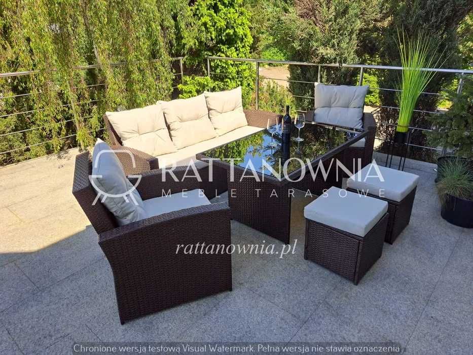 PROMOCJA!! Zestaw Mebli Ogrodowych Technorattanowy Brąz Komplet