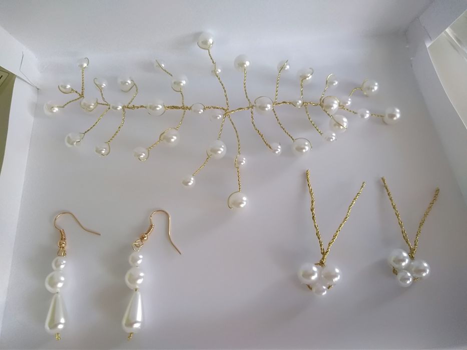 Zestaw ślubny ozdoba do włosów/kolczyki/kokówki