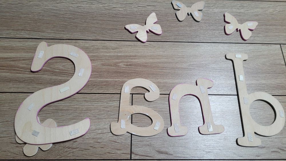 Drewniane literki- imię dziecka, ozdoba 3D Sandra