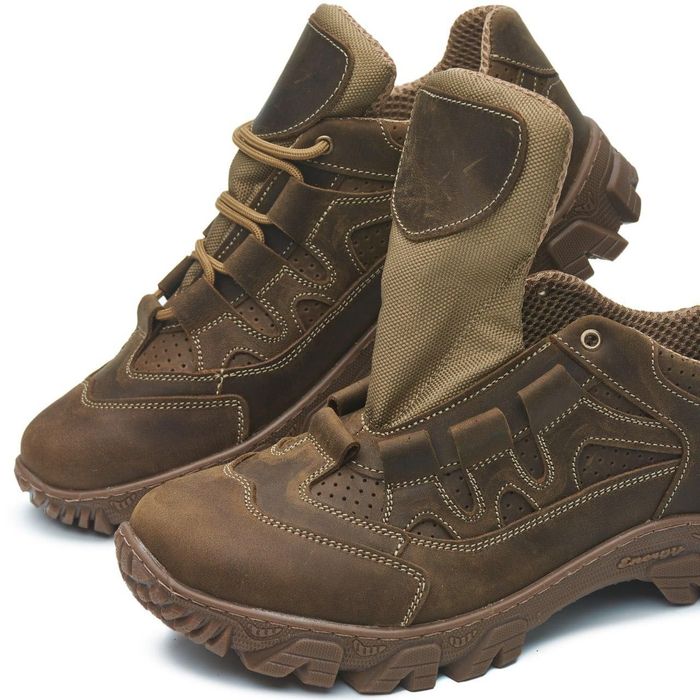 Тактичні літні шкіряні кросівки з перфорацією кроссовки тактические