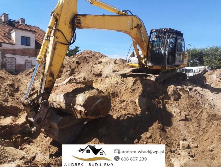 koparka minikoparka koparko ładowarka oczyszczalnia przydomowa żwir