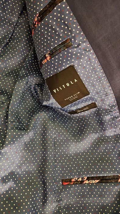 Garnitur wełniany granatowy Vistula taliowany Super Slim