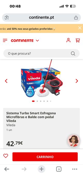 Esfregona Vileda Turbo Smart com 3 recargas!