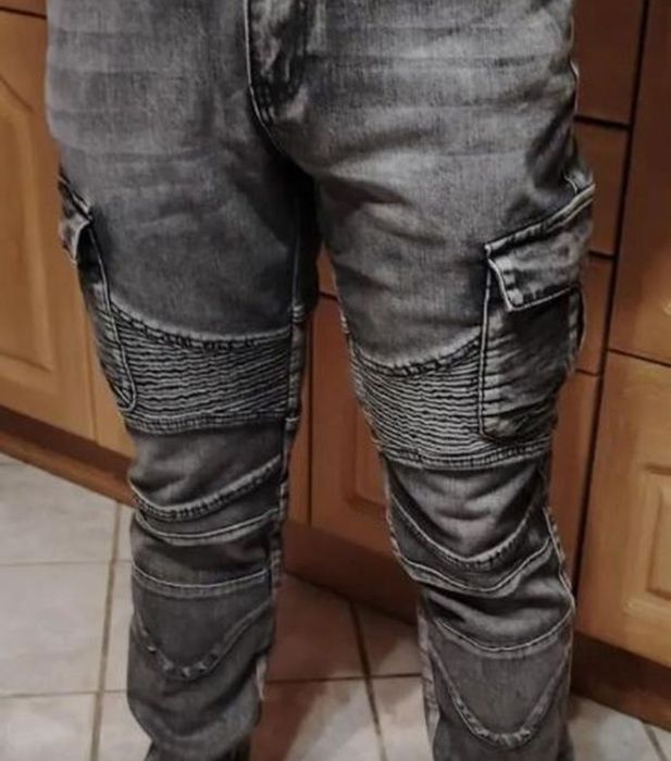 Темно-сірі джинси з багатьма кишенями XXL.  Камуфляж. Мото.