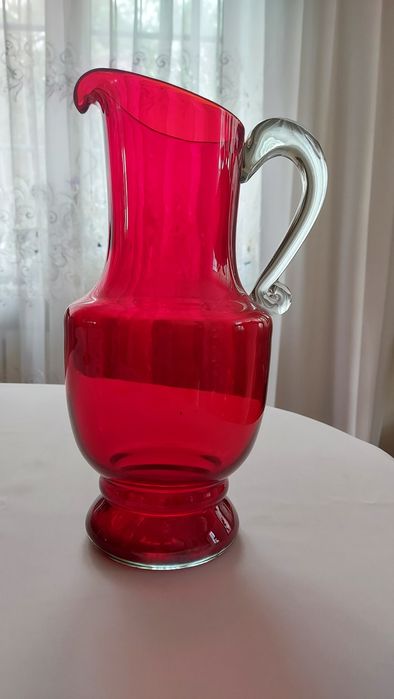 Szkło kolorowe PRL dzban wys. 32cm