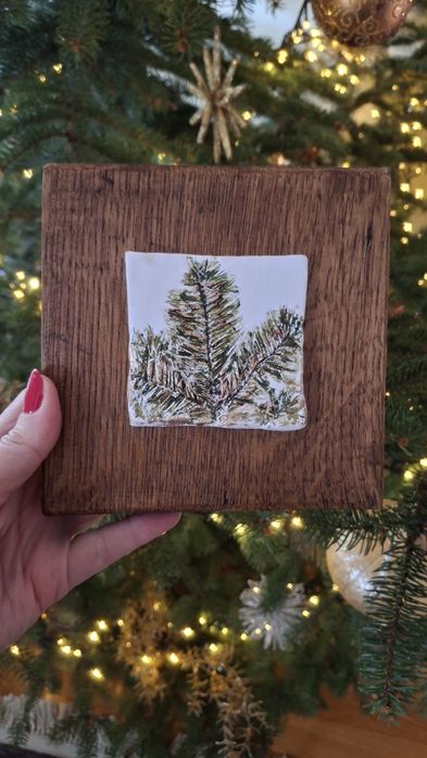 Obrazek na dębowej desce - rękodzieło