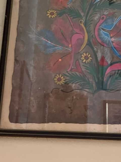Pergaminho pintado à mão - pavões