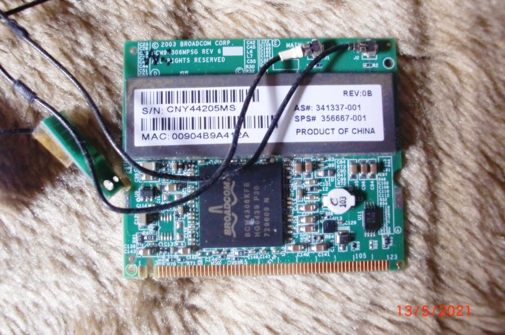 Placa WiFi  HP Broadcom 54g Maxperformance 802.11g64730009650561121