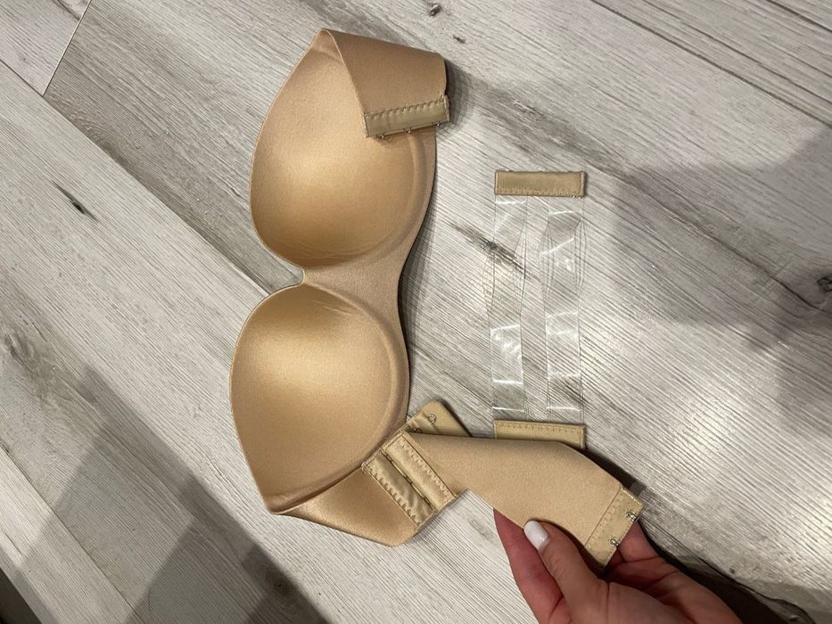 Гладкий бежевый бесшовный бюстгальтер  лифчик  Анжелика невидимка пуш