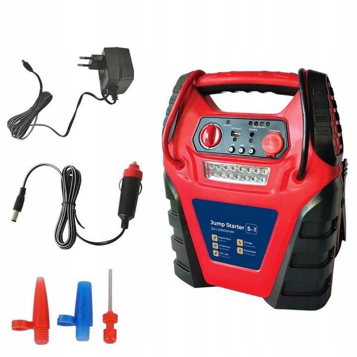 5w1 JUMP STARTER Powerbank kompresor pompka 20000mAh 12V booster auto