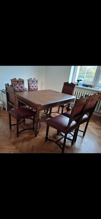 Stol Antyczny + 6 krzesel