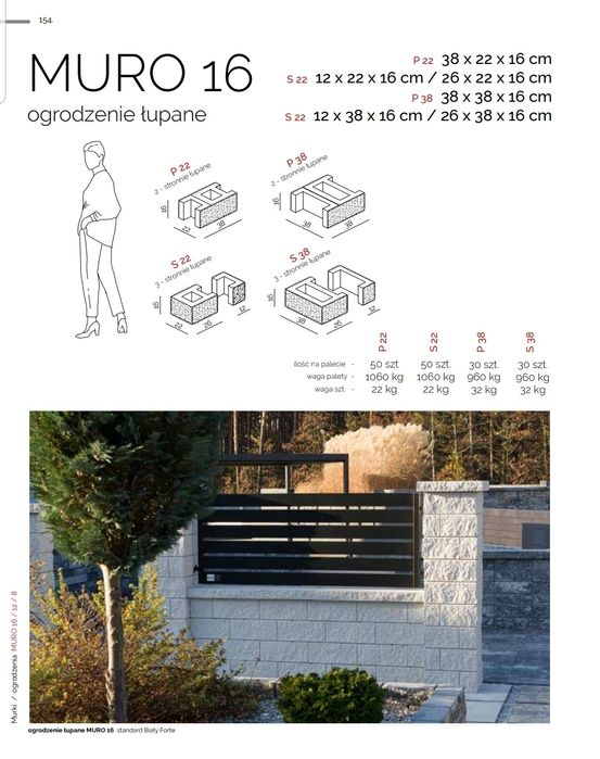 Pustak słupkowy łupany Kost-Bet Muro A6 Marago 38x38x16 S38