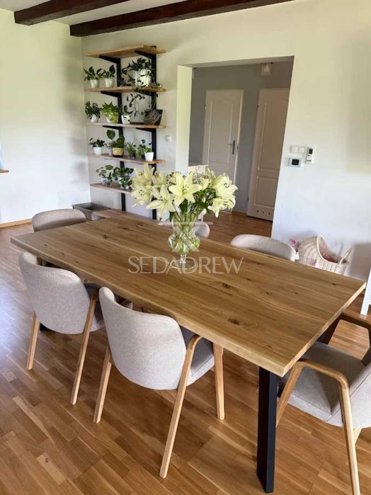 Stół stolik drewniany dębowy loft blat lity z dostawkami na wymiar