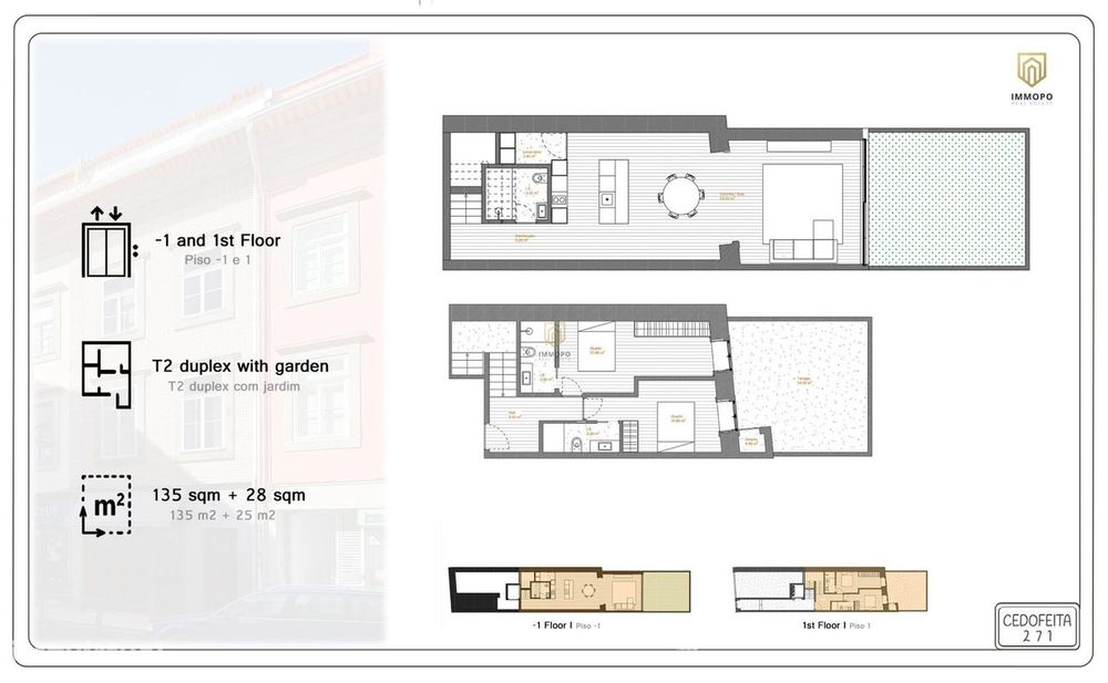 Apartamento T2 duplex com jardim em Cedofeita no centro do Porto