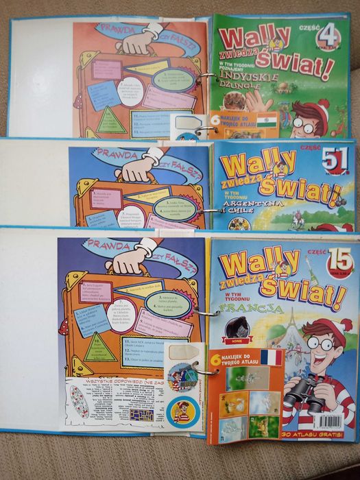 Wally zwiedza świat 3 segregatory brak nr 1,2 wszystkie naklejki