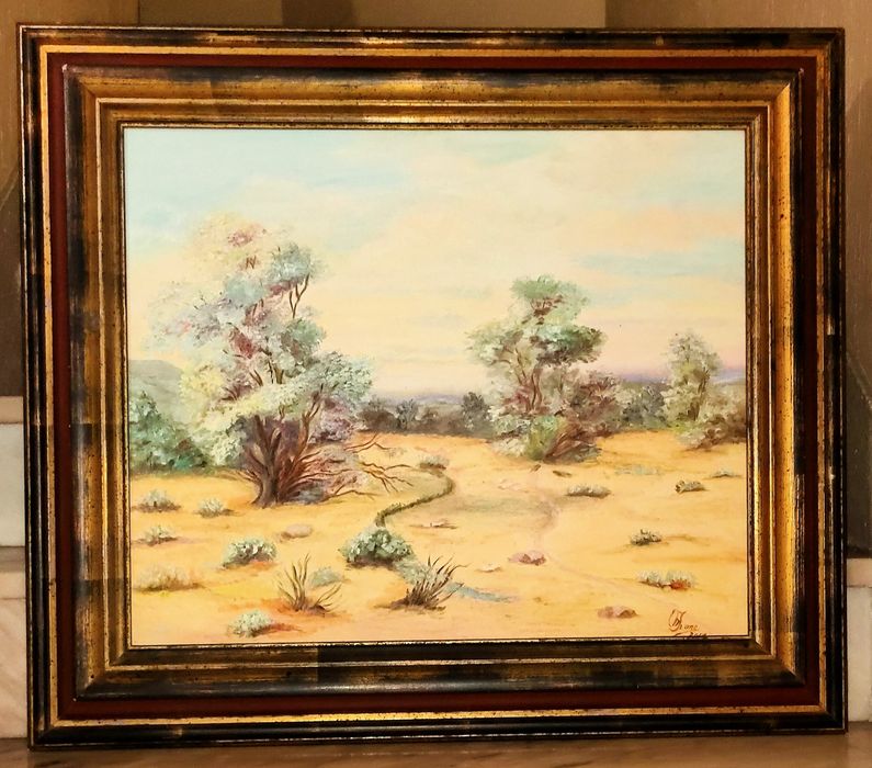 Quadro Grande Óleo s/Tela-Assinado Moldura em Madeira
