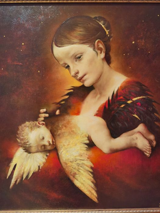 Obraz olejny S. Rimaszewskiego "Skowronek 2", 70x70cm