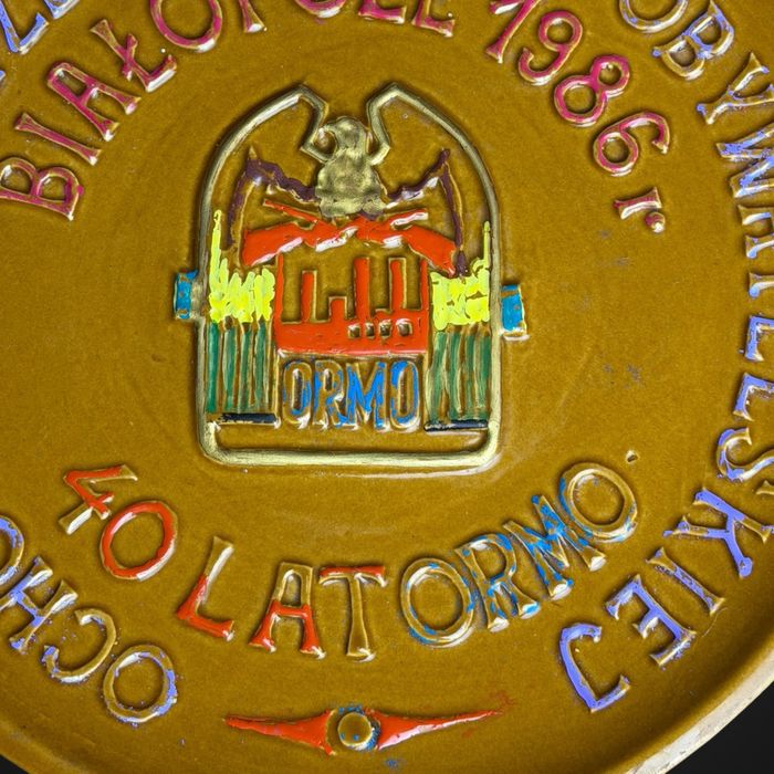 Talerz patera ceramika 40 Lat ORMO Białopole 1986r B5/101110