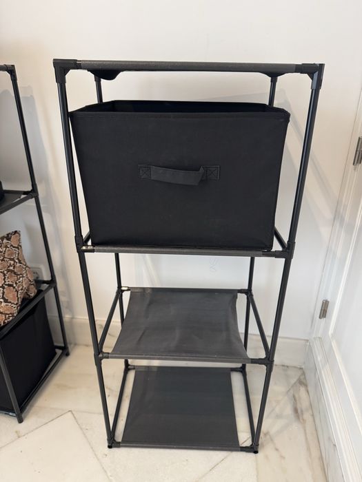Conjunto 2 Sapateiras / Estantes 4 Níveis com Caixas – Pretas