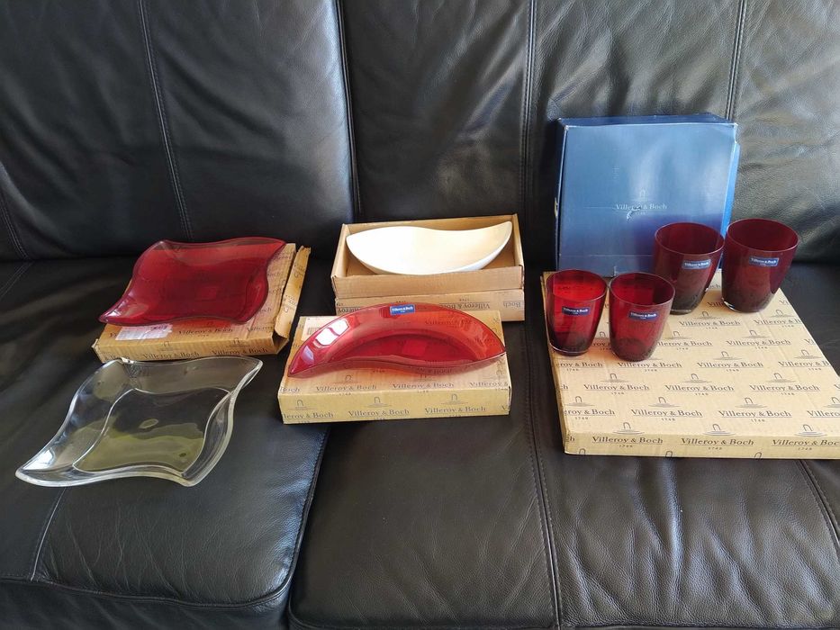 Pratos, fontes, copos Villeroy e Boch, novos em embalagem