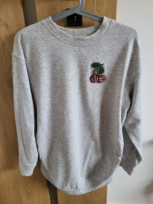 Bluza ciążowa szara z wiśniami cyrkonie H&M rozmiar M