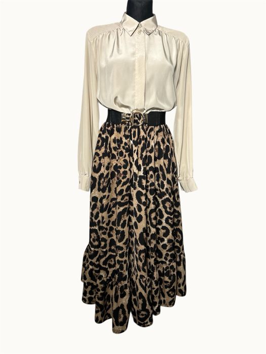 Shein spódnica maxi panterka M elastyczna talia modna stylowa