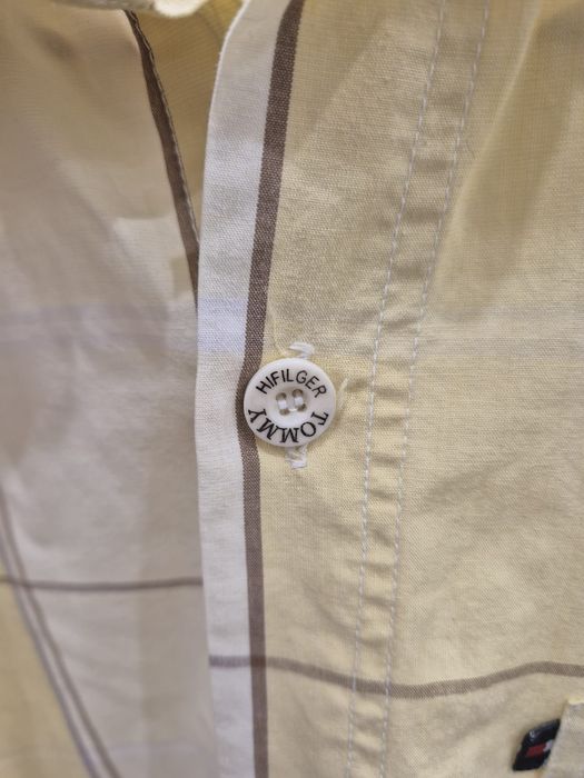 Koszula żółta kremowa w kratę bawełniana casual basic Tommy Hifliger